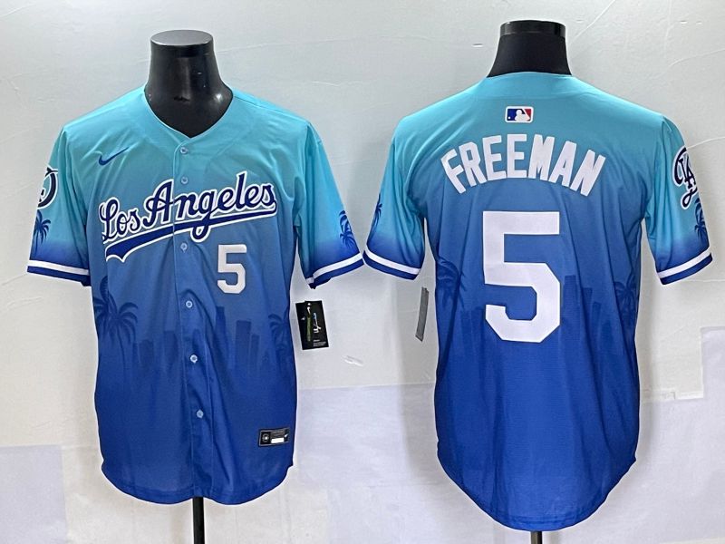Men 2025 Los Angeles Dodgers #5 Freeman Blue Nike MLB Jersey Daoqite style 4